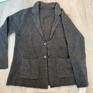 100% Wool Gray Button-Up Cardigan